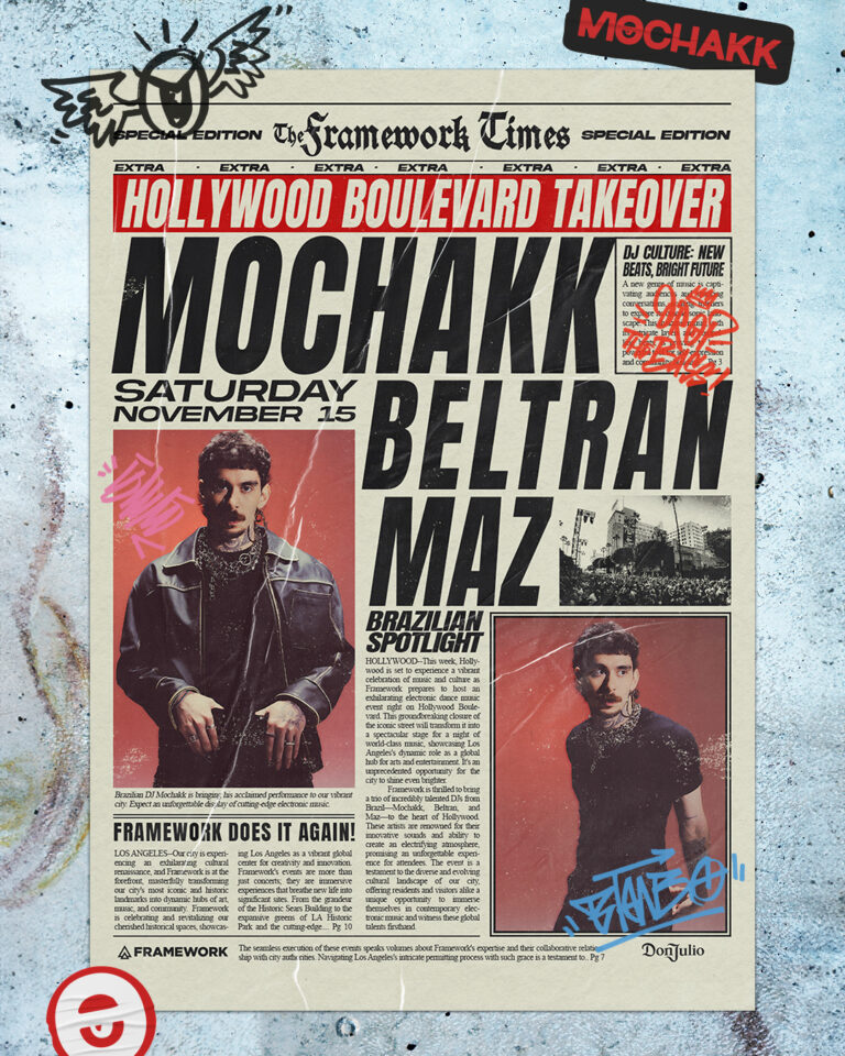 Mochakk, Beltran & Maz Framework Event Flyer
